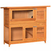 Pawhut 2 Tier Elevated Wooden Rabbit Hutch Bunny House Small Animal Cage 47\"l X 19\"w X 39\"h W/ Slidi