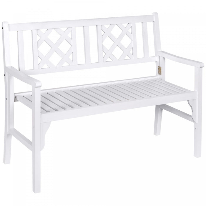 Outsunny Foldable Garden Bench, White