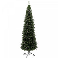 HOMCOM 7.5ft Artificial Pencil Christmas Tree w/ 980 Branches, Metal Base