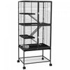 Pawhut Small Animal Cage With Wheels, Pet Playpen For Rat, Kitten, Ferrets, Chinchillas With Bottom 