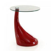 Lava Modern Glass Top End Table in Red 