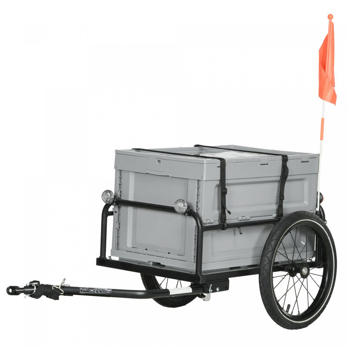 Aosom Bike Cargo Trailer, Bicycle Trailer Wagon Cart With Removable Storage Box, Quick Release 16\" W