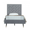 Crosby Modern Upholstered Velvet Twin Bed in Gray 