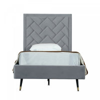 Crosby Modern Upholstered Velvet Twin Bed in Gray 