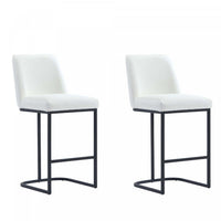 Serena Modern Metal Upholstered Counter Stool in White - Set of 2 Bar Stool 