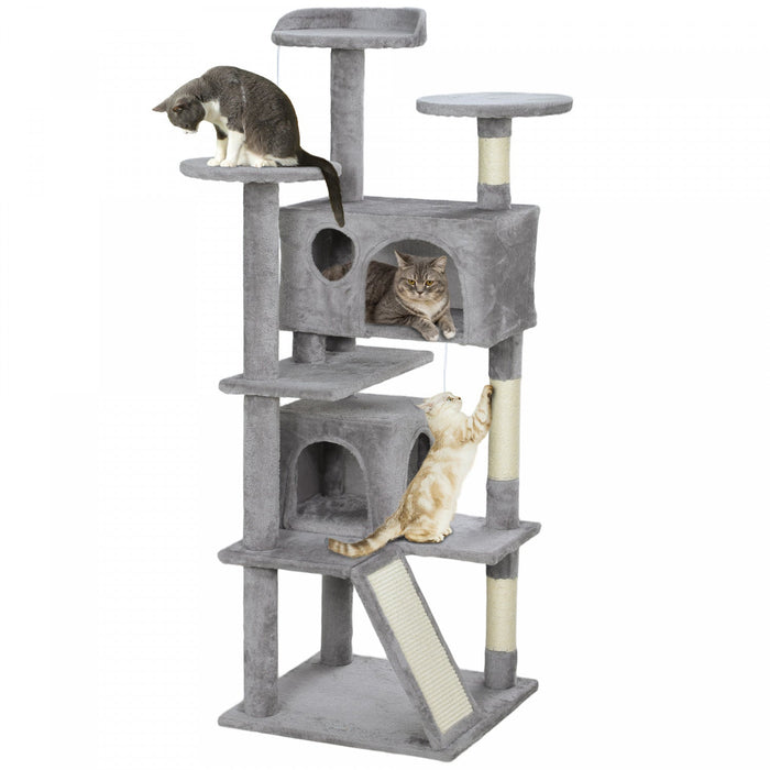 Pawhut 54\" Cat Tree, Cat Tower For Indoor Cats With Scratching Posts, Cat Condos, Bed, Platforms, Ra