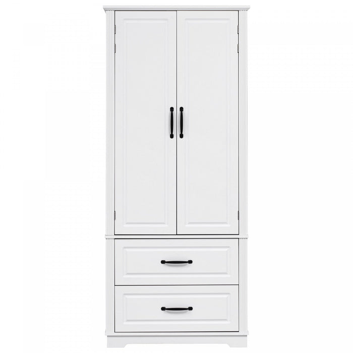 Angela 71\" Adjustable Shelves Pantry Cabinet With 2 Drawers - White 