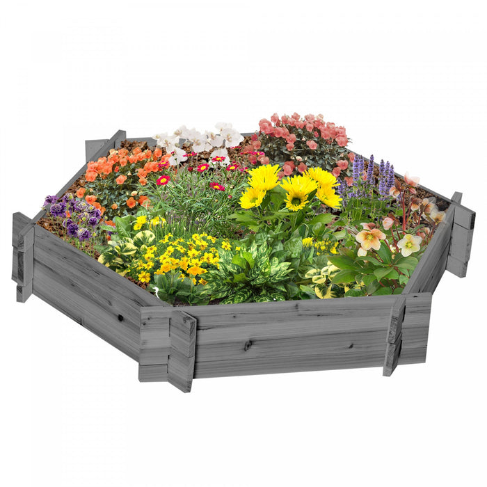 Outsunny 39\" X 36\" Screwless Raised Garden Bed, Hexagon Planter Box, Herb Garden For Vegetables, Flo