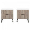 Dumbo Modern 20\" Fluted Nightstand in Rustic Gray and White (2-Drawer) - Set of 2 