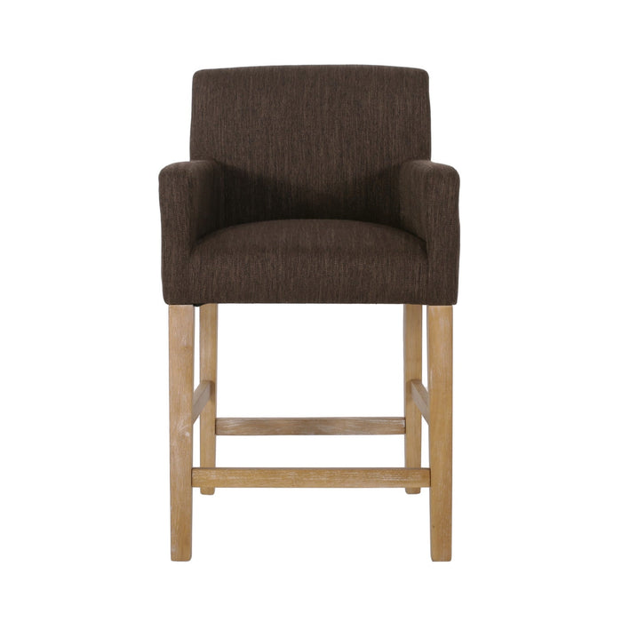 Gabrielle 26\" Seat Height Counter Stool With Upholstered Fabric And Solid Wood Legs - Brown 