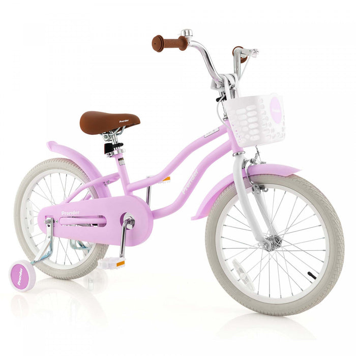 Costway 18" Kids Bike Toddler Bicycle Withtraining Wheel Kickstand For 4-8 Years Purple