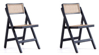 Manhattan Comfort Set Of 2 Pullman Folding Dining Chairs - Black & Natural Cane