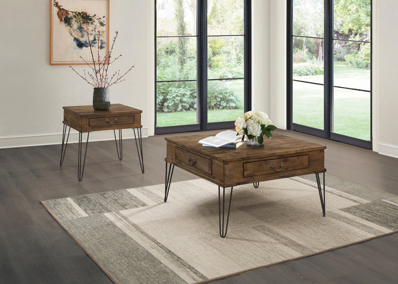 Hughey End Table With 1 Drawer, Rustic Oak 