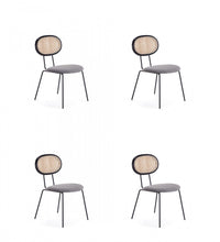 Jardin Industry Chic Cane Back Upholstered Dining Chair in Black and Gray - Set of 4