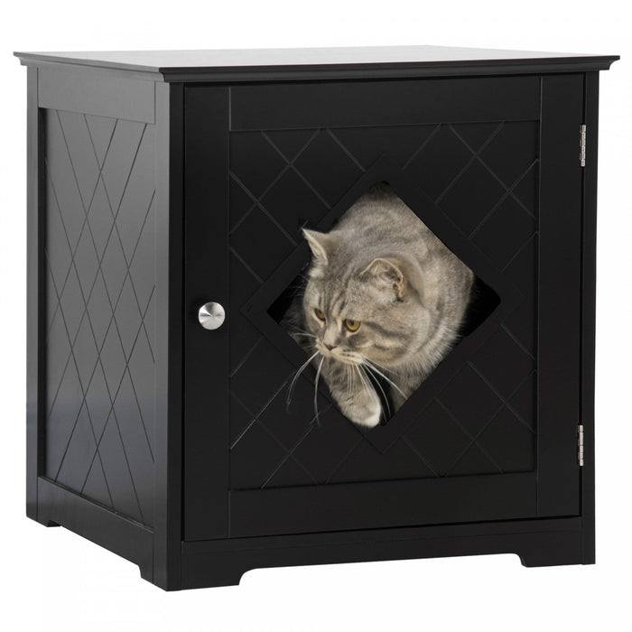 Pawhut Cat Litter Box Enclosure End Table, Indoor Cat Washroom With Magnetic Door, Hidden Litter Box