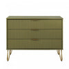 Dumbo Modern 35\" Fluted Dresser in Olive Green (3-Drawer) 