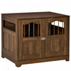 Pawhut 29.5\" Wooden Dog Cage With Windows, End Table Furniture Style, Modern Pet Kennel With Lockabl