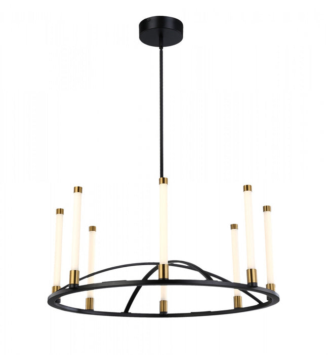 Infiniti Matte Black & Brass 8-Light Integrated LED Chandelier