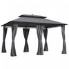 Outsunny 10' X 13' Outdoor Gazebo With Curtains & Solar-powered Led Lights