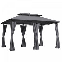 Outsunny 10' X 13' Outdoor Gazebo With Curtains & Solar-powered Led Lights
