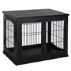 Pawhut 32\" Wooden Dog Crate Furniture Dog Cage, Modern Side Table Pet Kennel With Double Lockable Do