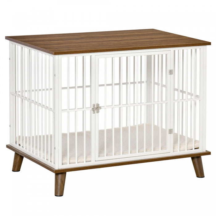 Pawhut Dog Crate, Furniture Style Pet Cage Kennel, End Table, Decorative Dog House, With Soft Cushio