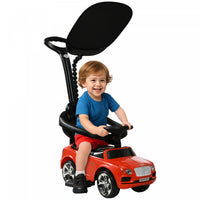 Qaba Bentley Bentayga Licensed Push Car, 3 In 1 Kids Ride On Car Foot To Floor Toddler Sliding Car With Music Horn, Handle, Removable Canopy, Under Seat Storage Guardrail, Red