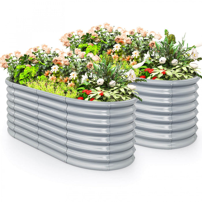 Costway 2 Pcs Raised Garden Bed Kit Planter Raised Garden Boxes Outdoor 65" X 32" X 24" Gray