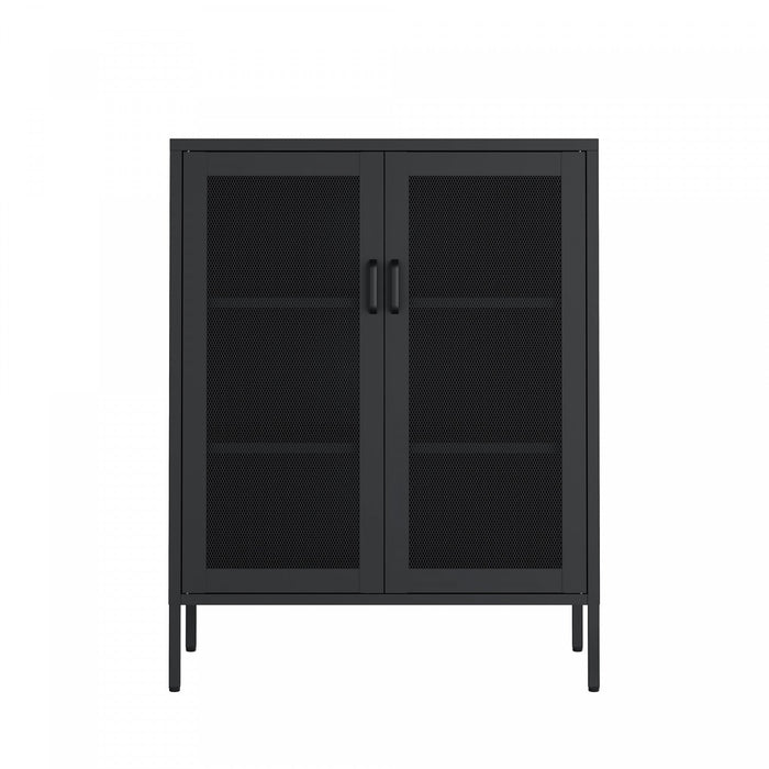 Amelia Modern 32\" Metal Accent Cabinet in Black 