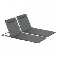 Outsunny Set Of 2 Beach Lounge Chair Beach Mat With Adjustable Back Pillow