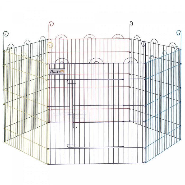 Pawhut 23.6\"h Metal Pet Playpen Portable Hexagon Dog Exercise Fence Flexible Shape Puppy Crate Kenne