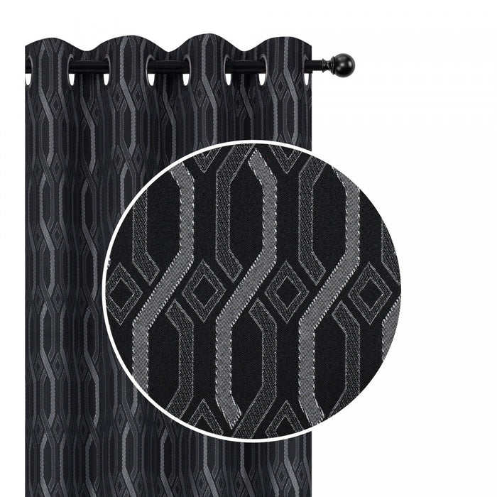 Jacquard Blackout Panel Chain link Black 84\"- Set of 2