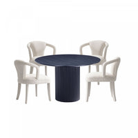 Hathaway and Palmer Modern Industry Chic 5-Piece Dining Set in Silver Lining and Black Dining Room Set 
