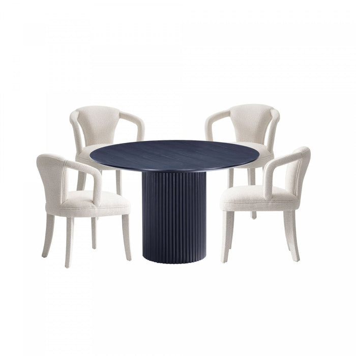 Hathaway and Palmer Modern Industry Chic 5-Piece Dining Set in Silver Lining and Black Dining Room Set 
