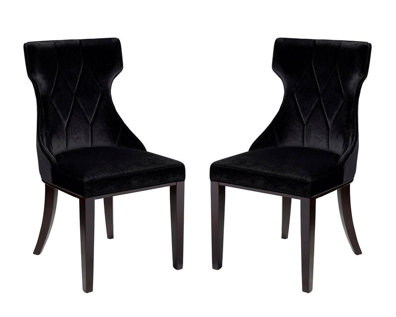 Manhattan Comfort Set of 2 Reine Velvet Dining Chairs - Black & Walnut