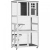 Pawhut 74\" Wooden Outdoor Cat House Weatherproof & Wheeled, Catio Outdoor Cat Enclosure With High We