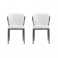 Kirsten Modern Metal Vegan Leather Dining Chair in White - Set of 2 Armoire
