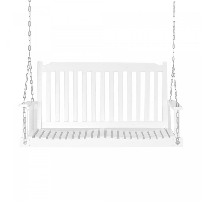 Outsunny 2-people Porch Swing Bench With 2 Hanging Chains For Deck White
