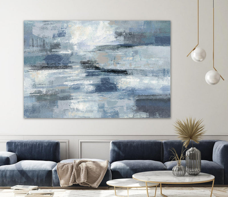 \"Clear Water Indigo And Gray\" Giant Art 72x48 Wall Art