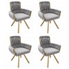 Timothy Velvet Swivel Dining Chairs with Tufted Upholstered and Metal Legs Set of 4, Grey  