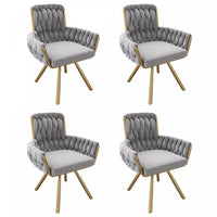 Timothy Velvet Swivel Dining Chairs with Tufted Upholstered and Metal Legs Set of 4, Grey  