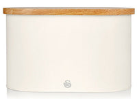 Salton Swan Nordic Bread Bin with Cutting Board - White
