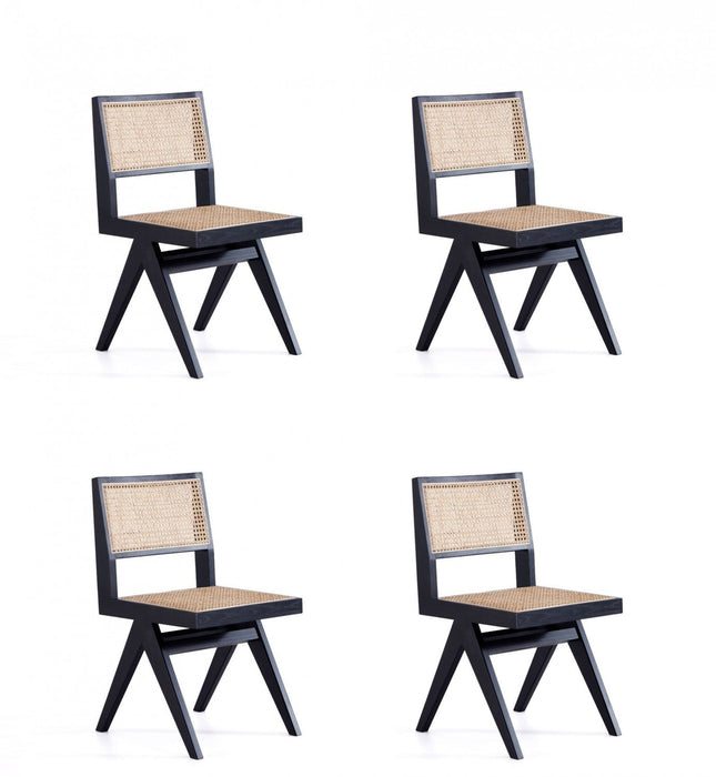 Hamlet Industry Chic Wood Dining Chair in Black and Natural - Set of 4 