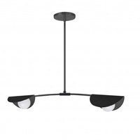 Dainolite Emma 2 Light Horizontal Pendant Matte Black Finish White Glass Lamp
