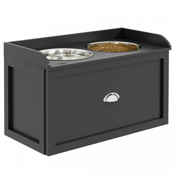 Pawhut Elevated Dog Bowls For Large Dogs, Raised Pet Feeding Station With 2 Stainless Steel Bowls, H