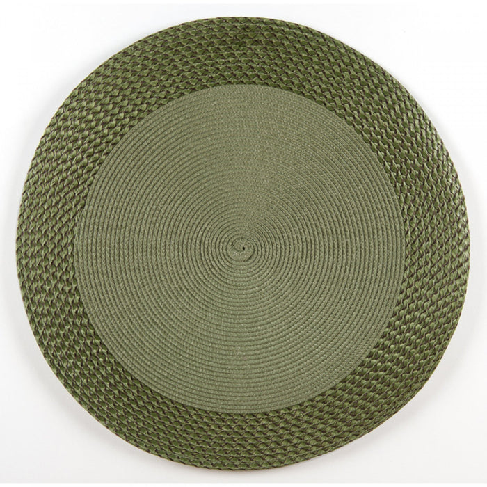 Vinyl Round Placemat with Border Green - Set of 12