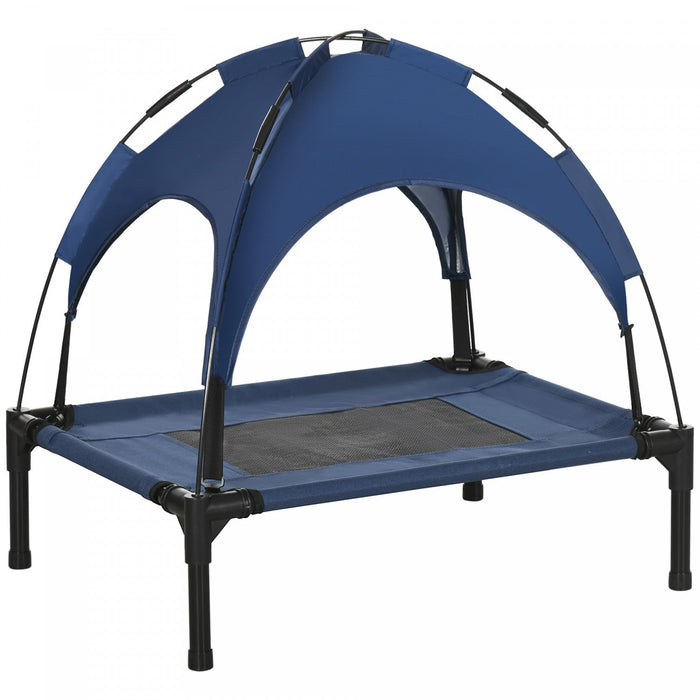 Pawhut Elevated Dog Bed With Canopy, Portable Raised Dog Cot For S Sized Dogs, Indoor & Outdoor, 25\"