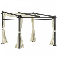 Outsunny 10' X 10' Metal Pergola W/ Retractable Canopy Roof, Beige