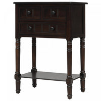 Olivia Solid Wood Console Table With Drawers And Bottom Shelf - Brown 