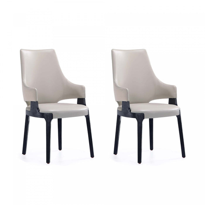 Kara Modern Wood Upholstered Dining Chair in Light Gray - Set of 2 